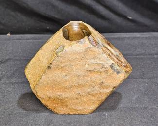 Rustic Iron Stone Vase With Embedded Frog