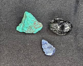 Apache Tear, Turquoise, & Sodalite Raw Stones