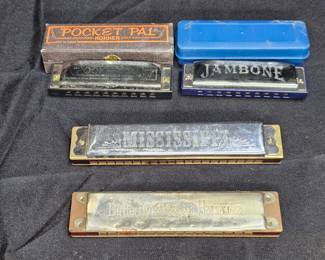 4 Vintage Harmonicas