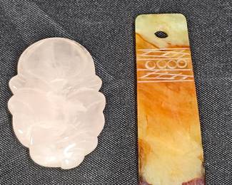 Carved Mookaite Jasper & Rose Quartz Amulets