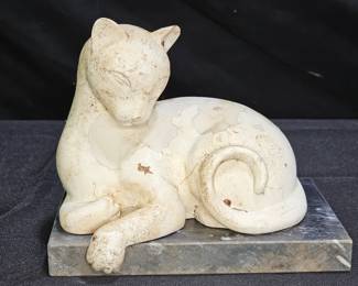 Vintage Painted Marble Siamese Cat Sculpture