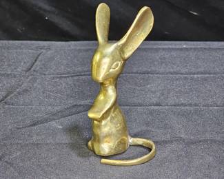 Vtg MCM Solid Brass Big Eared Mouse Paper Weight