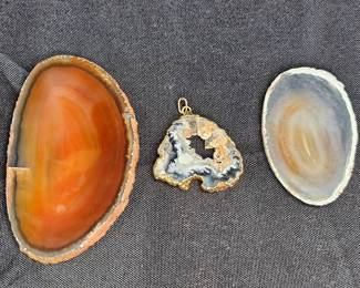 Slices of Carnelian & Agate w/ an Agate Pendant