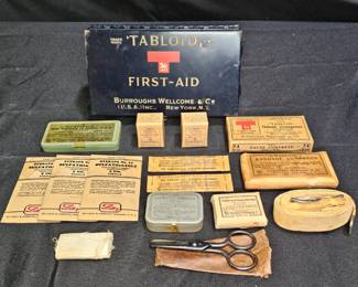 Vintage Tabloid Brand Metal Box First Aid Kit