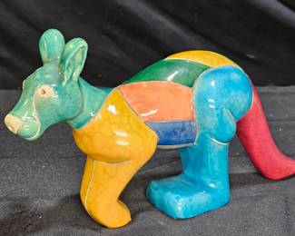 Raku Ceramic Kangaroo Sculpture
