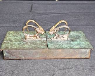 Vintage Copper/Brass 2-sided Ibex Lidded Box