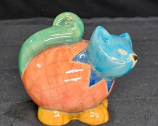 Raku Ceramic Kitten Sculpture