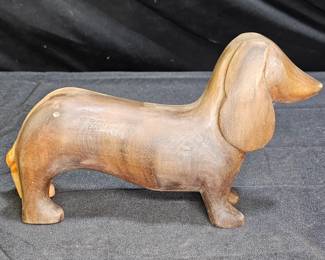 Vintage Hand Carved Wooden Dachshund
