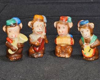 Set of 4 Ceramic Monkey Figures with Instruments
