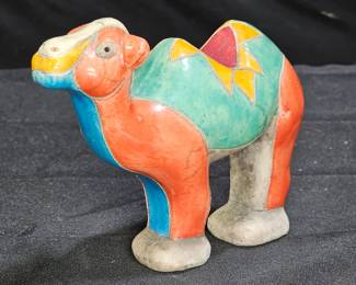 Raku Ceramic Camel Sculpture