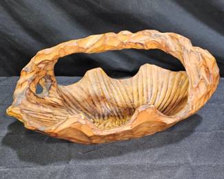 Rustic Carved Handled Fruit Bowl