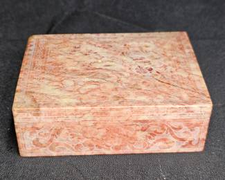 Small Etched Breccia Stone Trinket Box