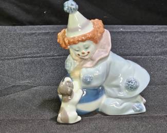 Lladro "Pierrot with Puppy & Ball" Porcelain Fig.