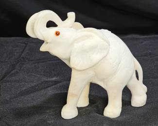 Carved Natural White Stone Elephant