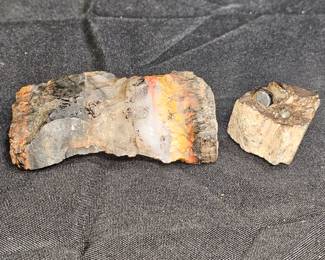 Raw Kyanite and Rainbow Agate Stones