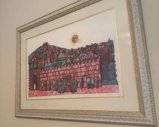 Signed seriograph "Bar Mitzvah at the Wall" by Amran Ebgi