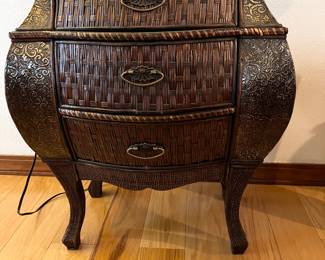 Vintage, bombay style wicker end tables (2)