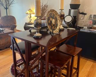 Pub style, foldable table with barstools (great space saver!)
