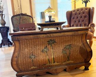 Unique, vintage, bombay style wicker chest.