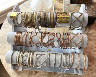 Beautiful, metal bangle bracelets.
