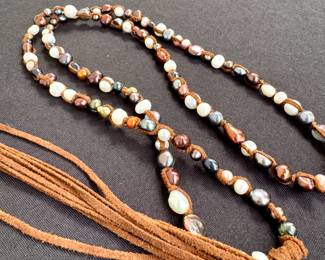 Shop fine jewelry in person or call to inquire! - One-of-a-kind, artisan made, multicolored freshwater pearls - Designed by Tess and Tomy - 36 inches