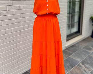$20 - Pretty Garden orange dress, size S. Lots of great sunhats available to shop in person!