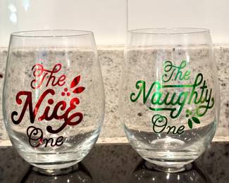 $6/each - Naughty and Nice wine glasses.