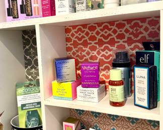 Lots of beauty products full and travel size!  Shop these finds in person!!!!