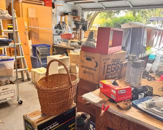 Tools, yard tools, tool , carts, shelving , welding equipment , craftsman table saw 