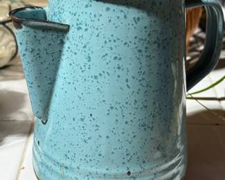Teal enamelware pitcher 