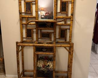 Extremely large Antique English Bamboo Etagere, RARE