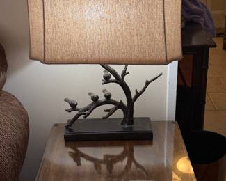 Pair of sculptural lamps, with tree & birds...so whimsical.