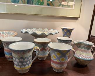 Set of 5 vintage Mackenzie Childs coffee mugs