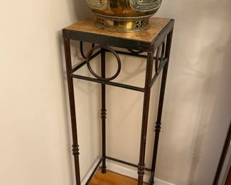 Pair of these plant stands, notice the bronze jardiniere on top.... : )  