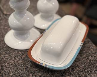 Candlesticks, Butter dish and many accessories 