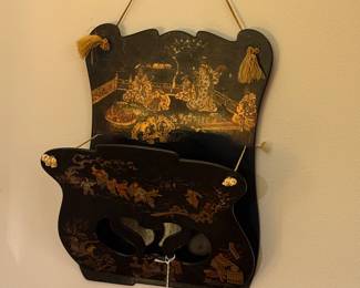 19th Century Chinoiserie hanging letter holder...gorgeous! 