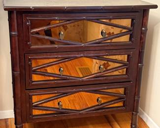 Antique gold mirrored dresser/cabinet 