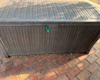 Great outdoor wicker Patio storage chest! Holds all your cushions, etc. for summer In very good condition.