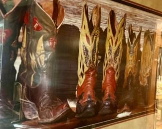 Kickin Boots! I Love this large print of great old Cowboy Boots! Nicely framed...great for any Western room or anyone with a love of all things Cowboy OR girl!