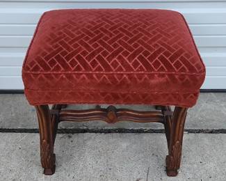 Red Wooden Ottoman