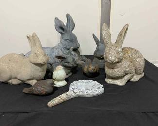 Outdoor Decor Rabbit Family Friends Birds