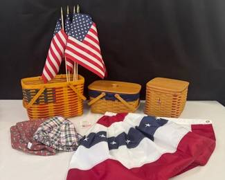 USA Longaberger Baskets And Flags