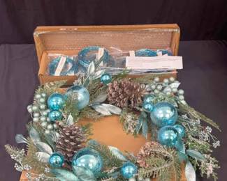 Holiday Blue Wreath Christmas Tree Ribbon
