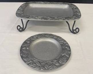 Longaberger Falling Leaves Pewter Rectangular Platter
