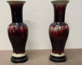 Set Of Asian Vases with Pedestals