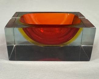 Vintage Murano Sommerso Art Glass Ashtray