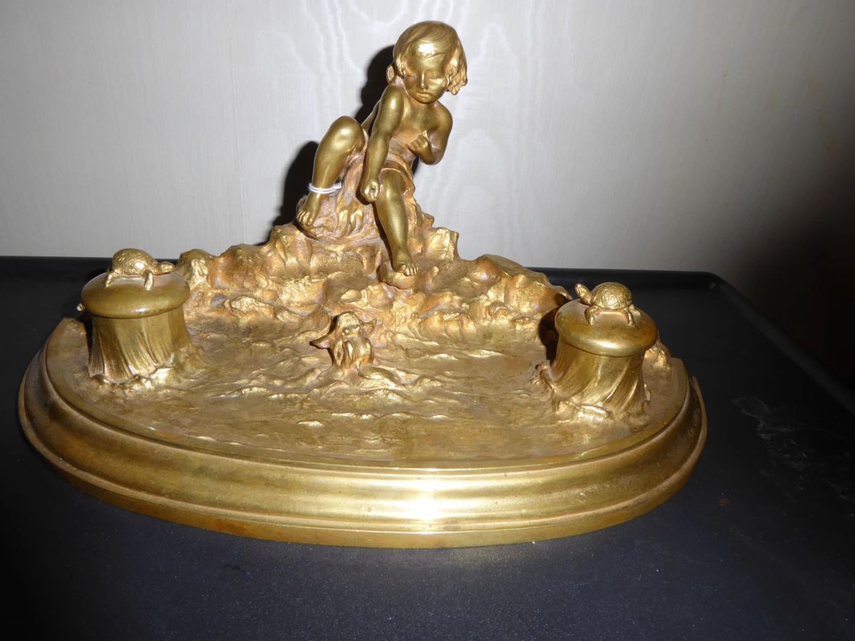 Bronze inkwell by Louchet