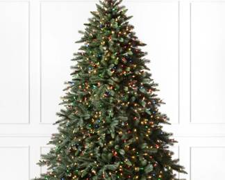 7 1/2 ft full tree LED color plus clear lights with flip tree option. Brand new includes tree bag and tree stand and protective gloves. Purchase from Balsam Hill
