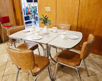 Mid Century Modern drop leaf  Formica Kitchen Table & 4 Chairs (sold as set)