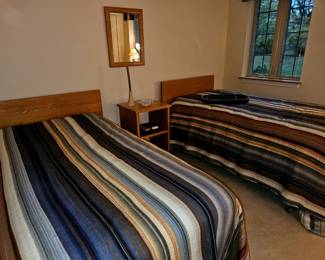 Oak headboard twin beds ( mattresses included)